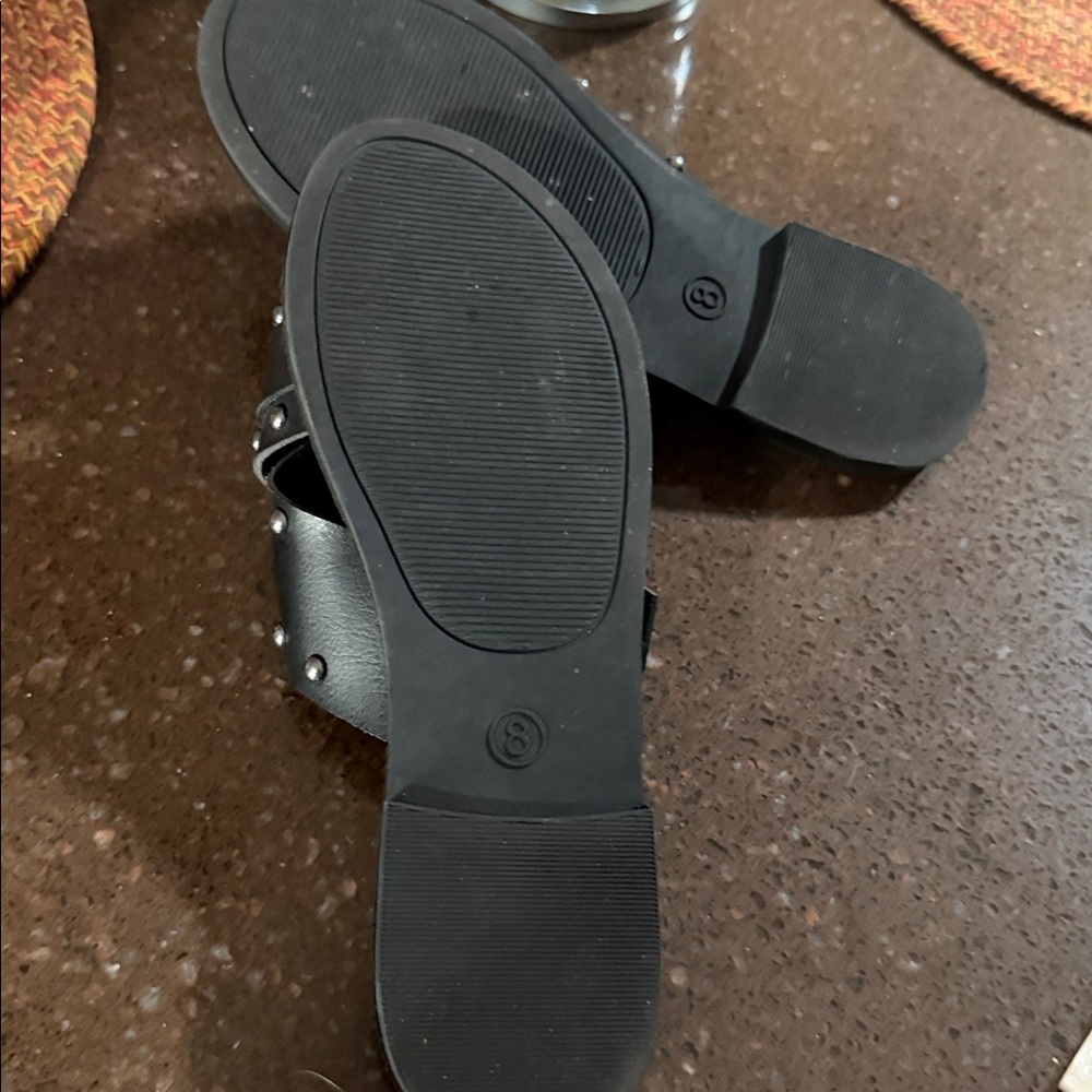 Universal thread Studded Black Slide Sandals - image 3